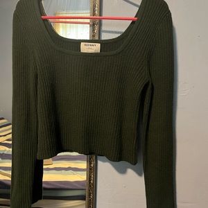 Cropped square neck sweater